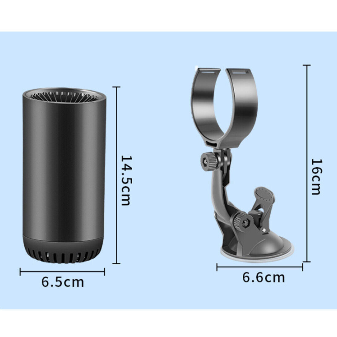 Car heater fan size 6.5 x 14.5 cm and mount 16 cm