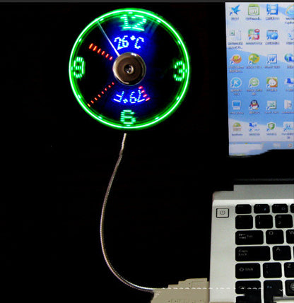 Mini USB Desk Fan with LED Clock & Temperature Display – photo 2