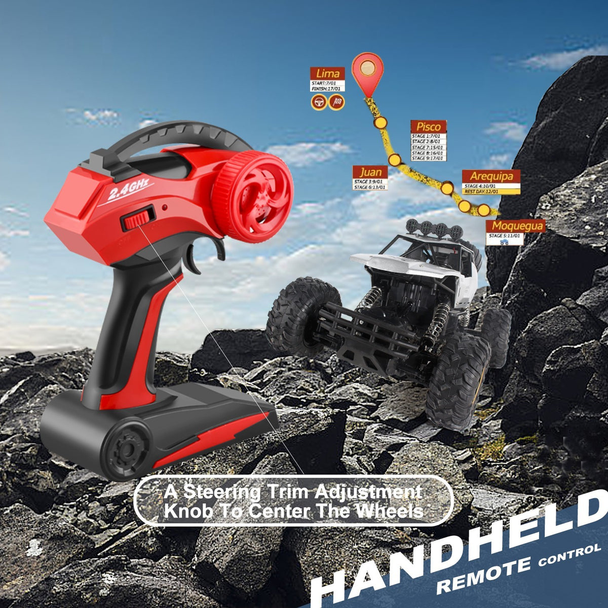 XL RC Monster Truck 4WD – 1:12 Scale with 2 Rechargeable Batteries