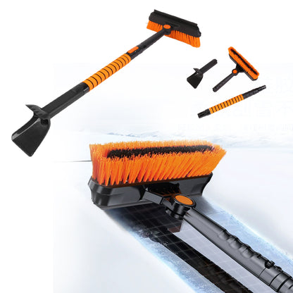 Snow brush in use on a windscreen