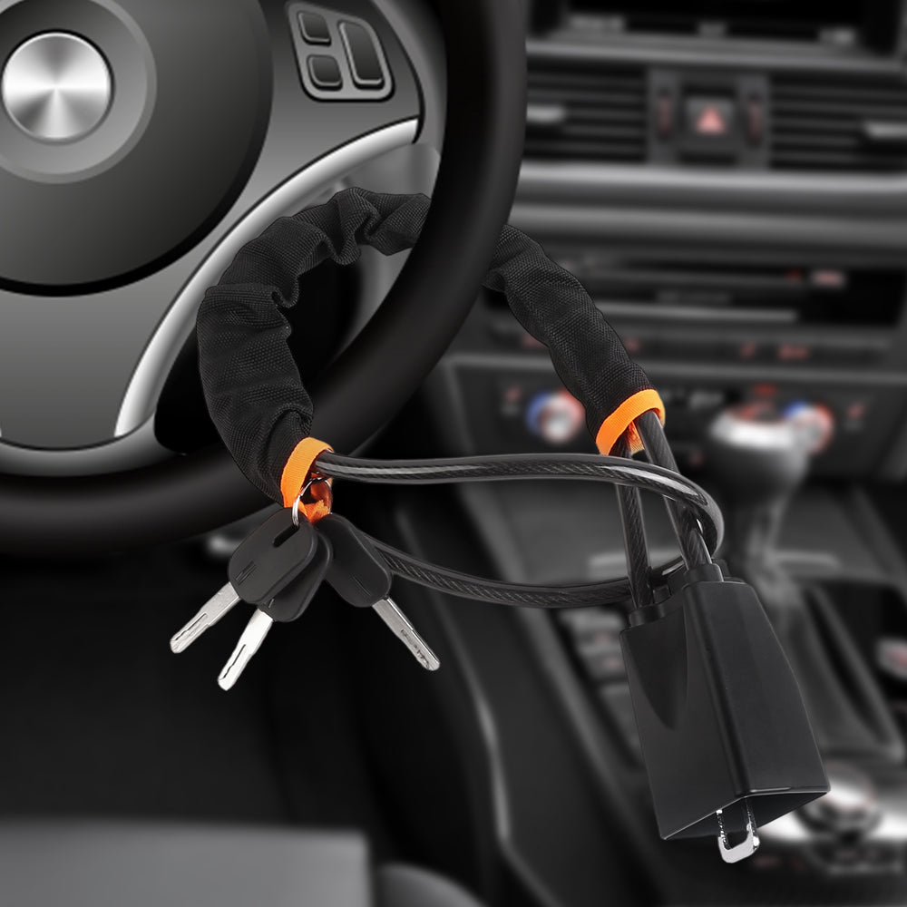 Lock fitted to a steering wheel