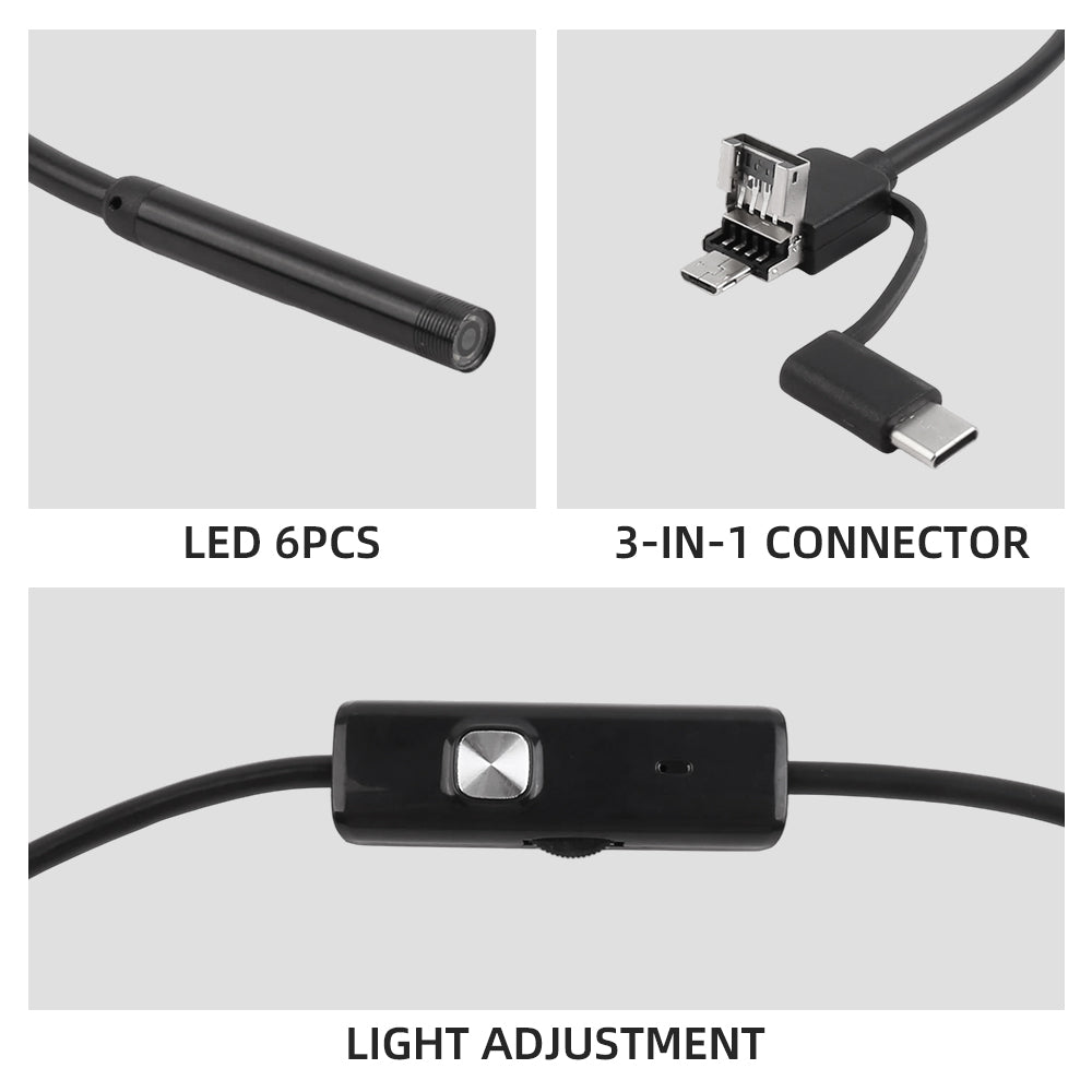 6 LEDs, 3-in-1 connector and brightness control