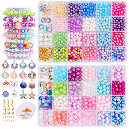 Ocean bead bracelet making kit, 2 boxes with charms