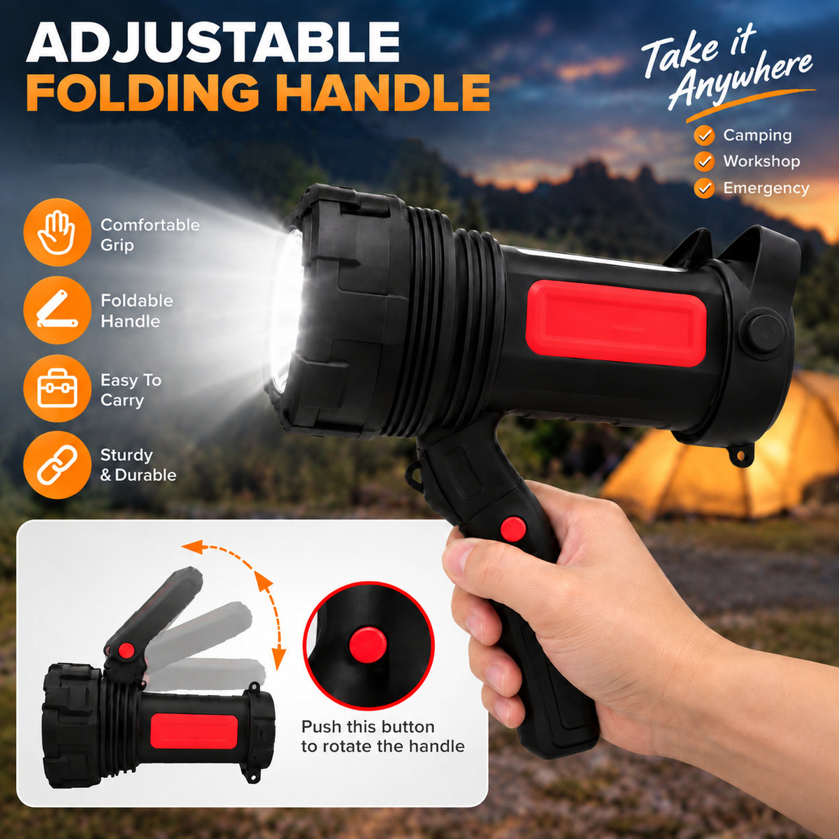 Adjustable folding handle