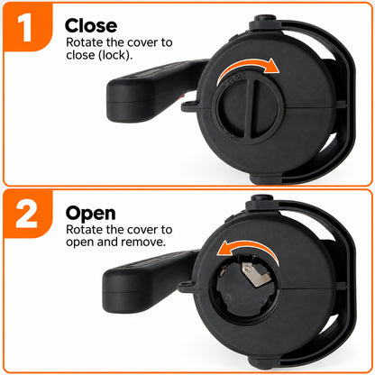 Opening and closing the battery cover