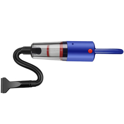 Handheld car vacuum with flexible hose and wide nozzle