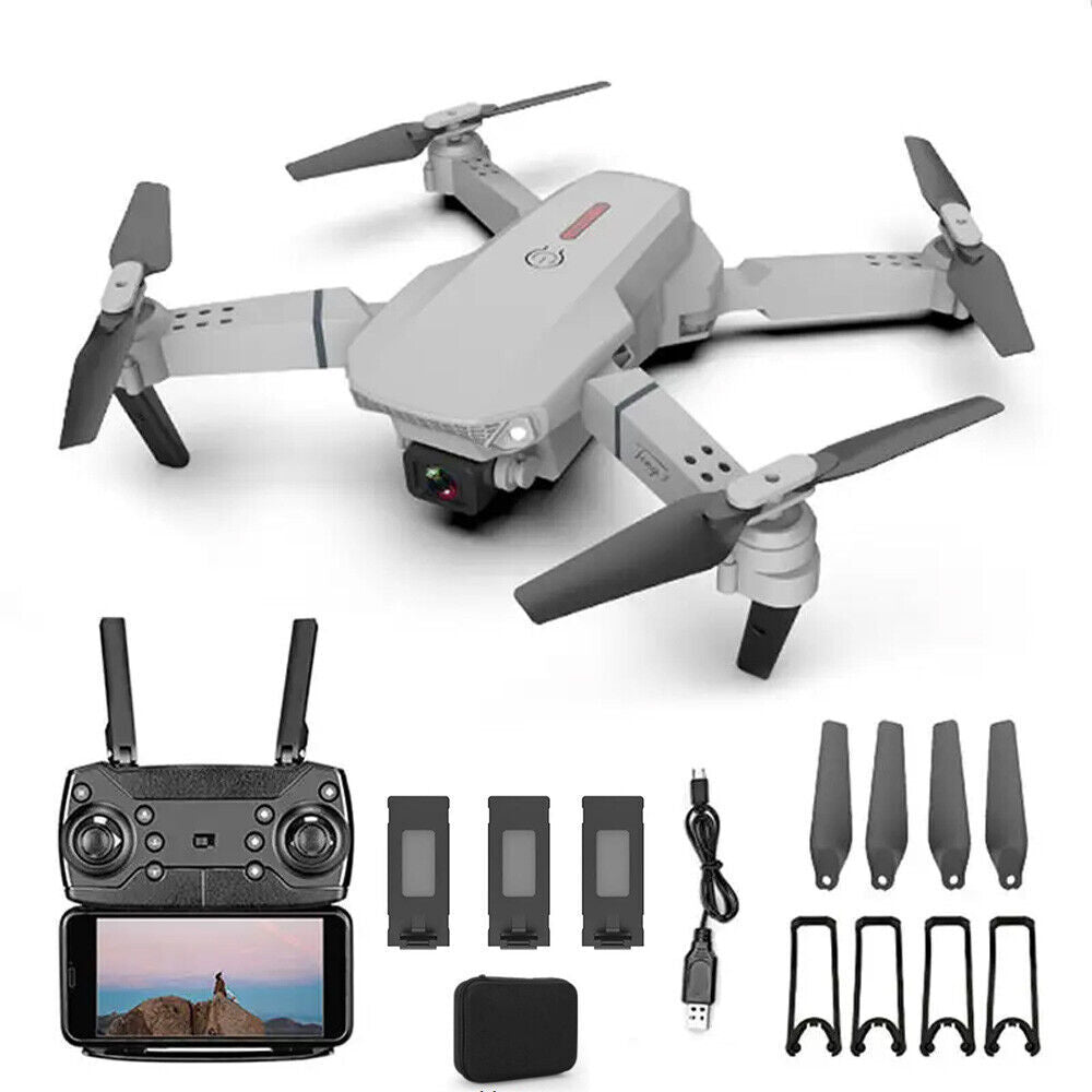 Foldable 4K camera drone with remote and 3 batteries