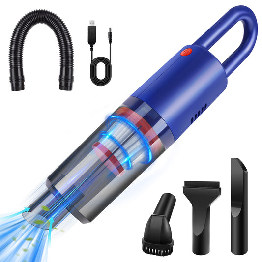 Cordless handheld car vacuum with hose, USB cable and 3 nozzles