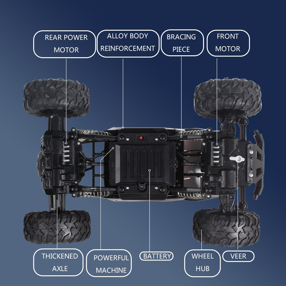 XL RC Monster Truck 4WD – 1:12 Scale with 2 Rechargeable Batteries