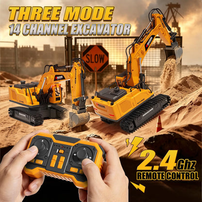 3-in-1 RC Excavator Digger with Water-Mist Smoke Effect