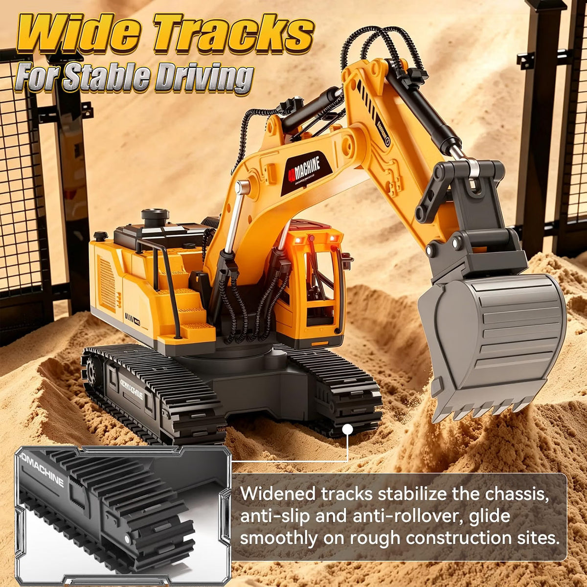 3-in-1 RC Excavator Digger with Water-Mist Smoke Effect