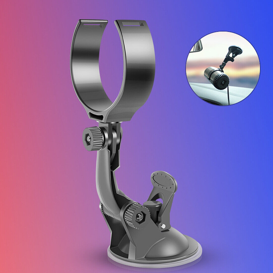 Adjustable suction-cup mount for car heater fan