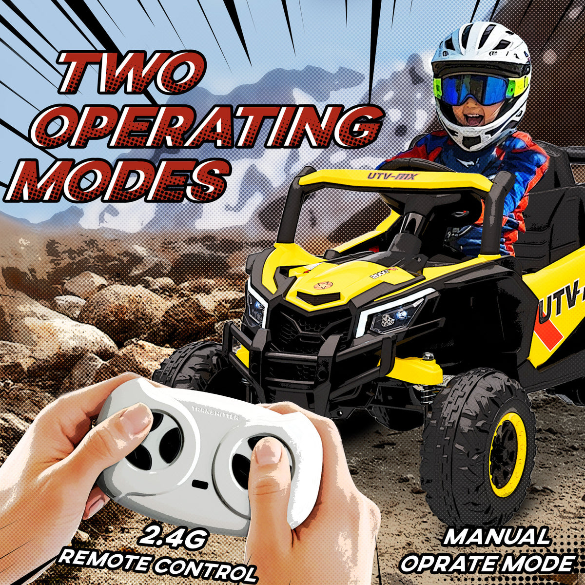 Ride-on UTV with 2.4G parent remote control